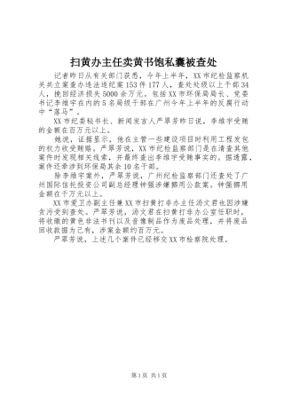 2024年扫黄办主任卖黄书饱私囊被查处