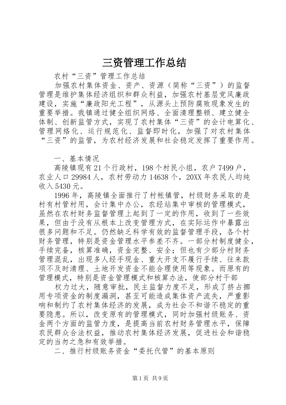 2024年三资管理工作总结_第1页