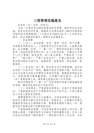 2024年三资管理实施意见