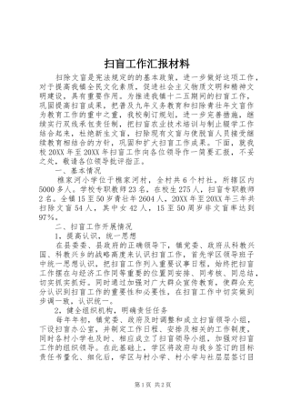 2024年扫盲工作汇报材料