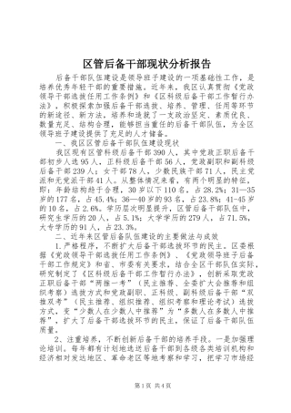 2024年区管后备干部现状分析报告