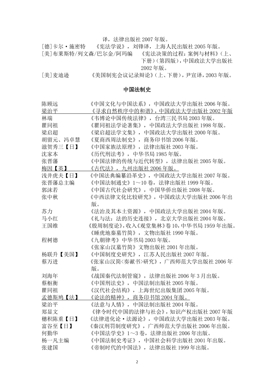 北航法学院各科老师推荐书目_第2页