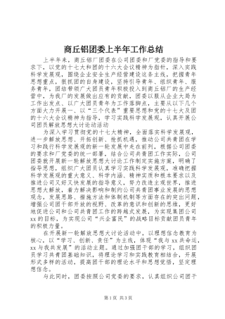 2024年商丘铝团委上半年工作总结