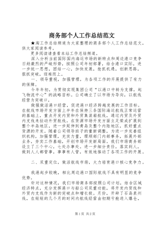 2024年商务部个人工作总结范文