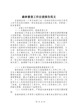 2024年森林督查工作自查报告范文