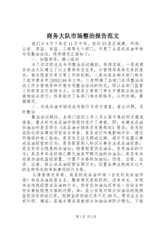 2024年商务大队市场整治报告范文