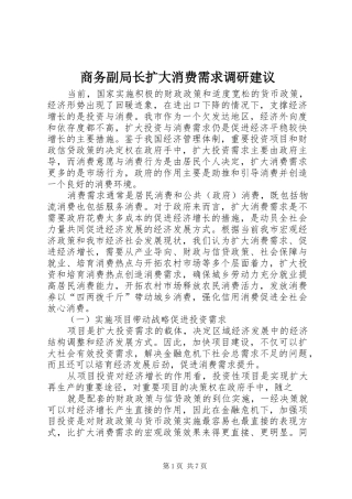 2024年商务副局长扩大消费需求调研建议