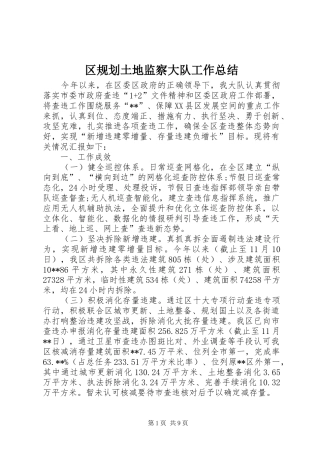 2024年区规划土地监察大队工作总结