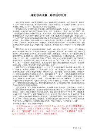 纪委书记理论文章深化政治巡察__彰显利剑作用