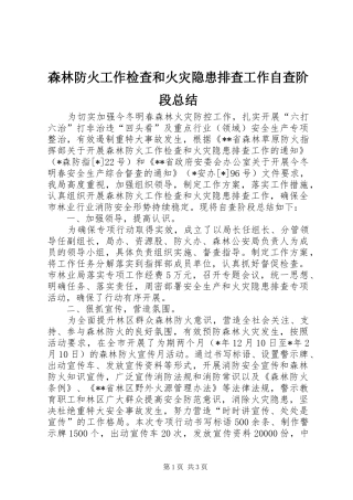 2024年森林防火工作检查和火灾隐患排查工作自查阶段总结