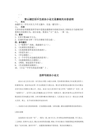 历年高考湖区初中湖区初中生政治小论文竞赛相关内容说明