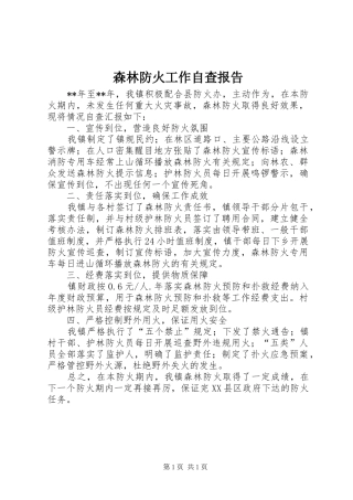 2024年森林防火工作自查报告
