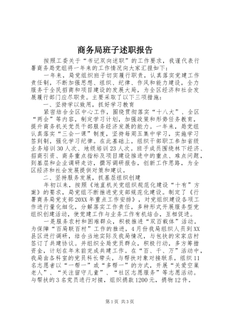 2024年商务局班子述职报告