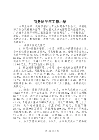 2024年商务局半年工作小结