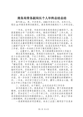 2024年商务局常务副局长个人年终总结总结