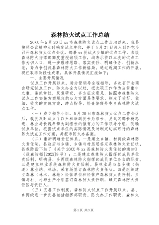 2024年森林防火试点工作总结