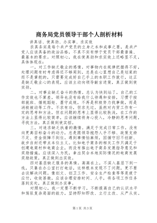 2024年商务局党员领导干部个人剖析材料