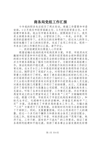 2024年商务局党组工作汇报