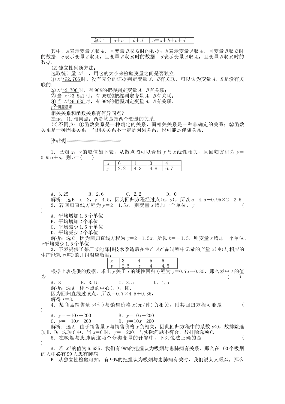 高考数学一轮复习（知识回扣+热点突破+能力提升）变量间的相关关系与统计案例 理 北师大版_第2页