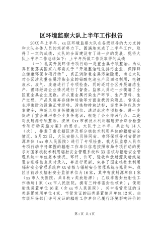2024年区环境监察大队上半年工作报告