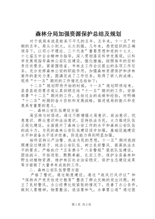 2024年森林分局加强资源保护总结及规划