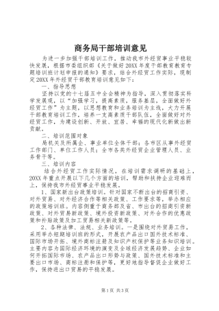 2024年商务局干部培训意见