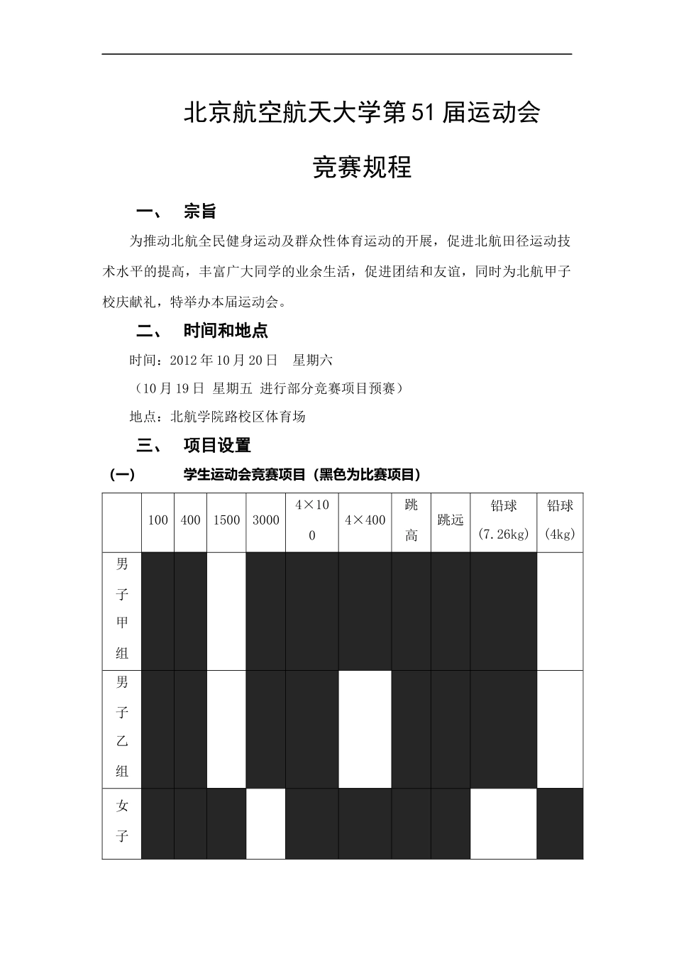 北京航空航天大学第51届运动会-竞赛规程_第1页