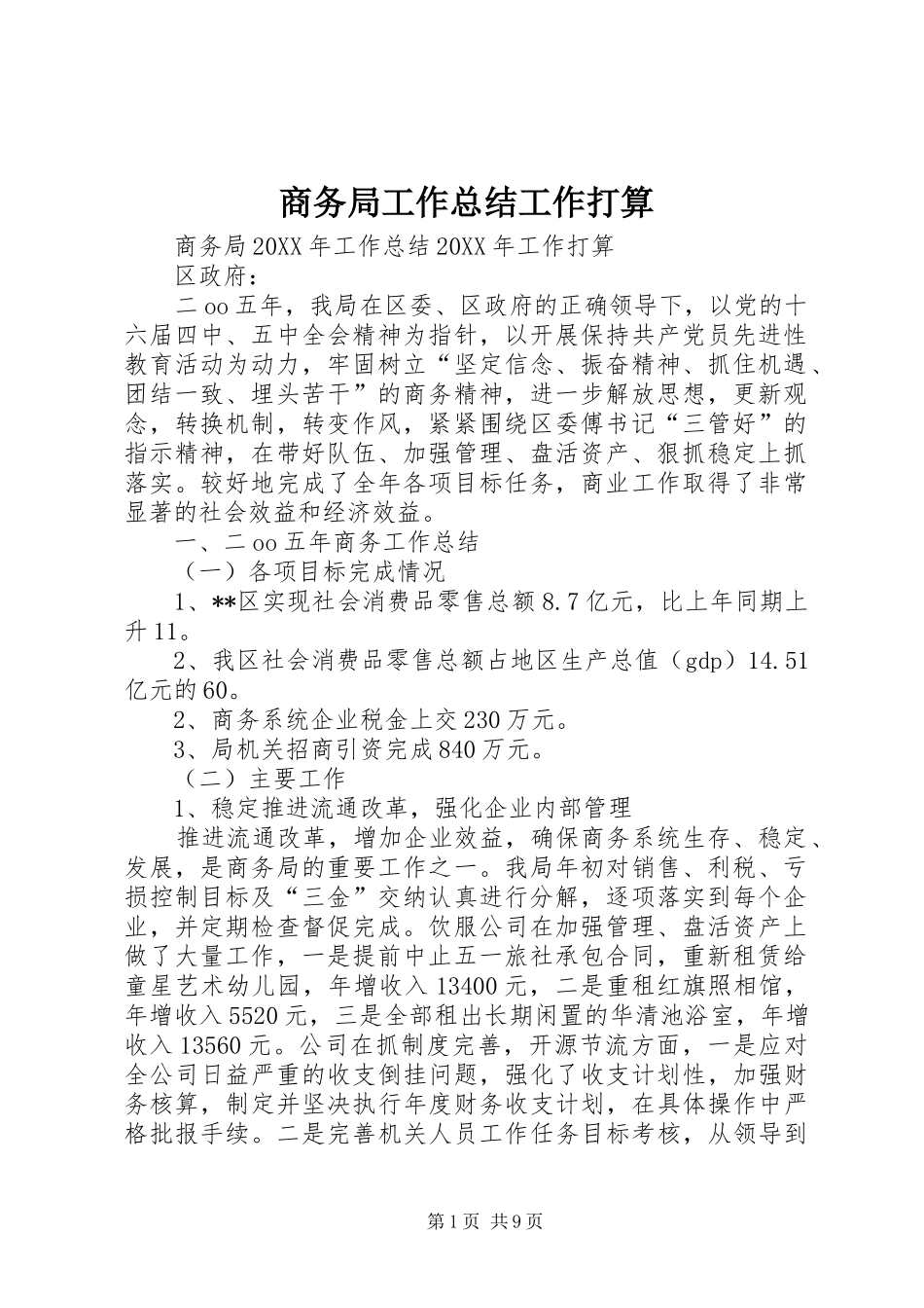 2024年商务局工作总结工作打算_第1页