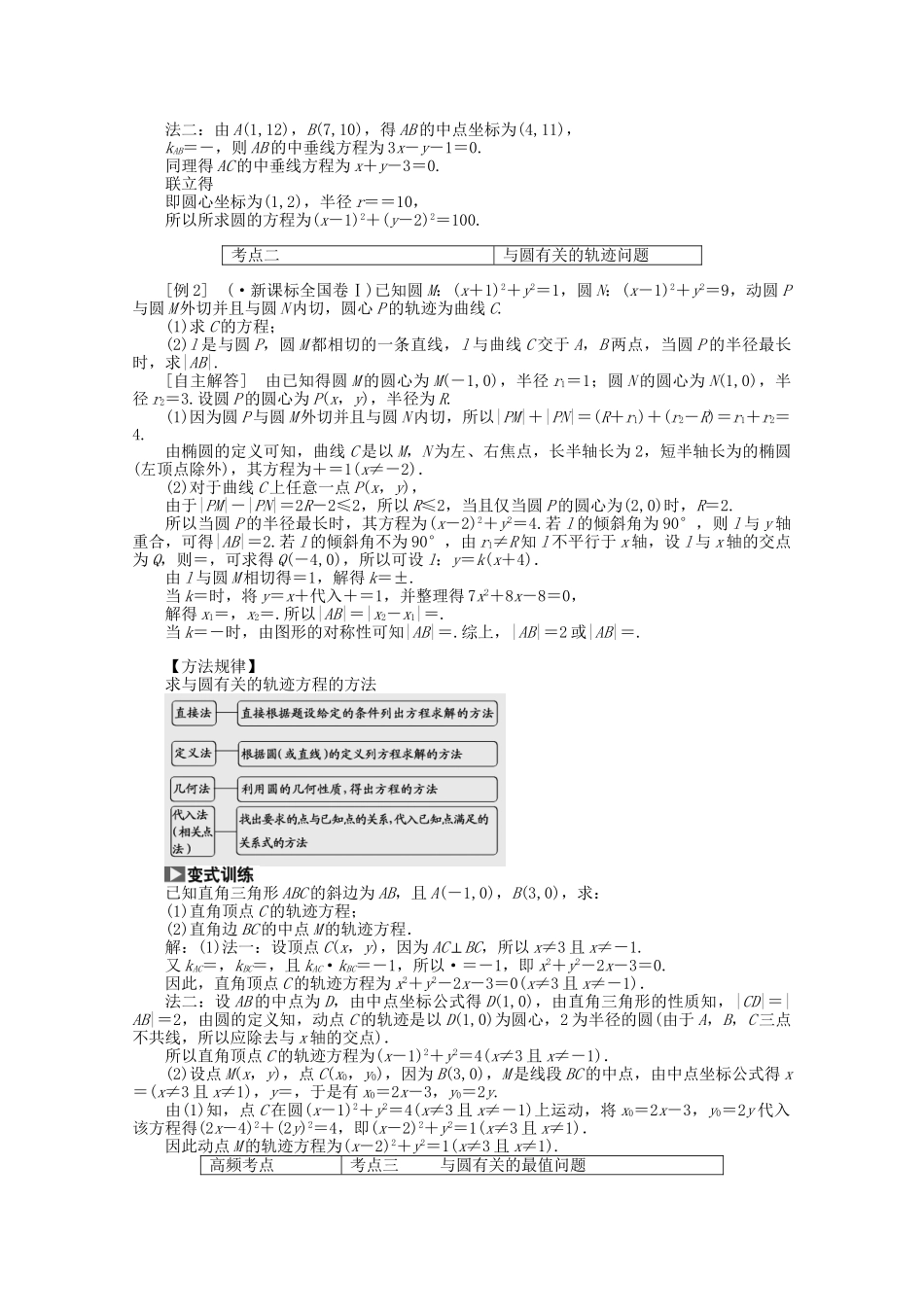高考数学一轮复习（知识回扣+热点突破+能力提升）圆的方程 理 北师大版_第3页
