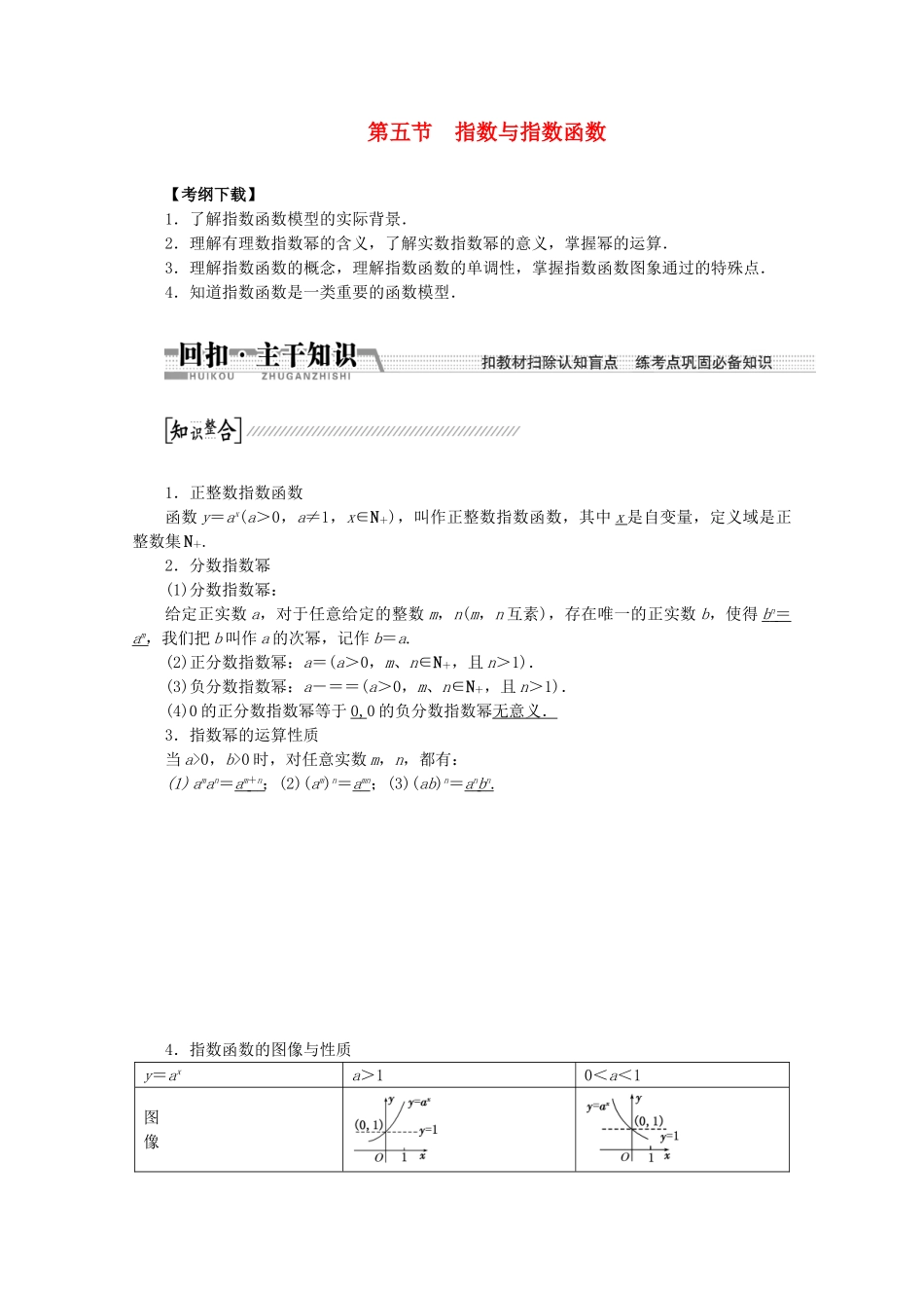 高考数学一轮复习（知识回扣+热点突破+能力提升）指数与指数函数 理 北师大版_第1页