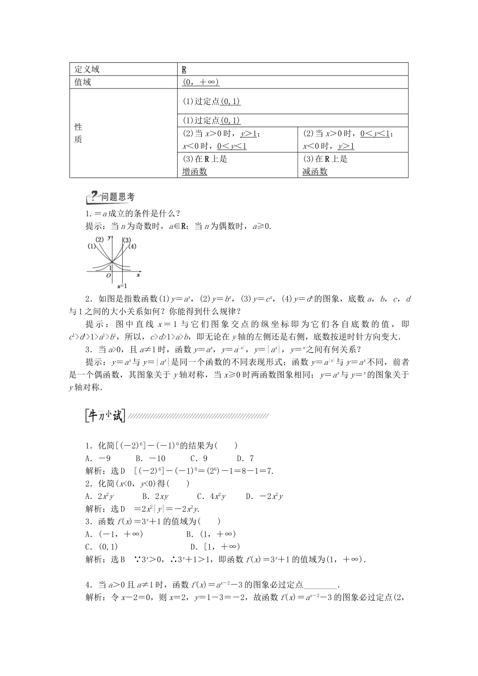 高考数学一轮复习（知识回扣+热点突破+能力提升）指数与指数函数 理 北师大版_第2页