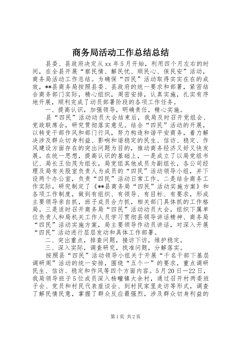 2024年商务局活动工作总结总结_第1页