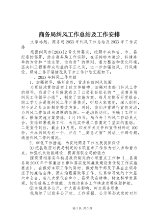 2024年商务局纠风工作总结及工作安排