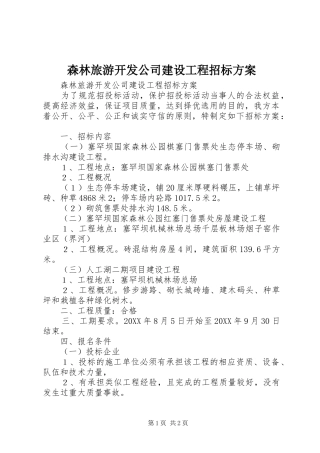 2024年森林旅游开发公司建设工程招标方案