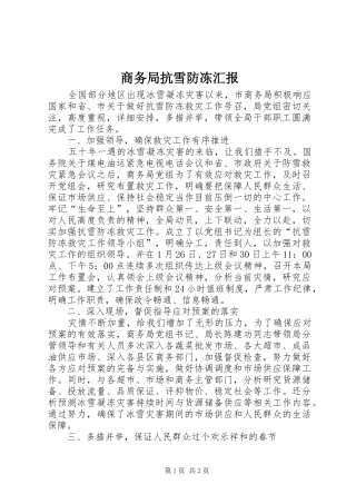 2024年商务局抗雪防冻汇报