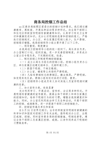 2024年商务局控烟工作总结