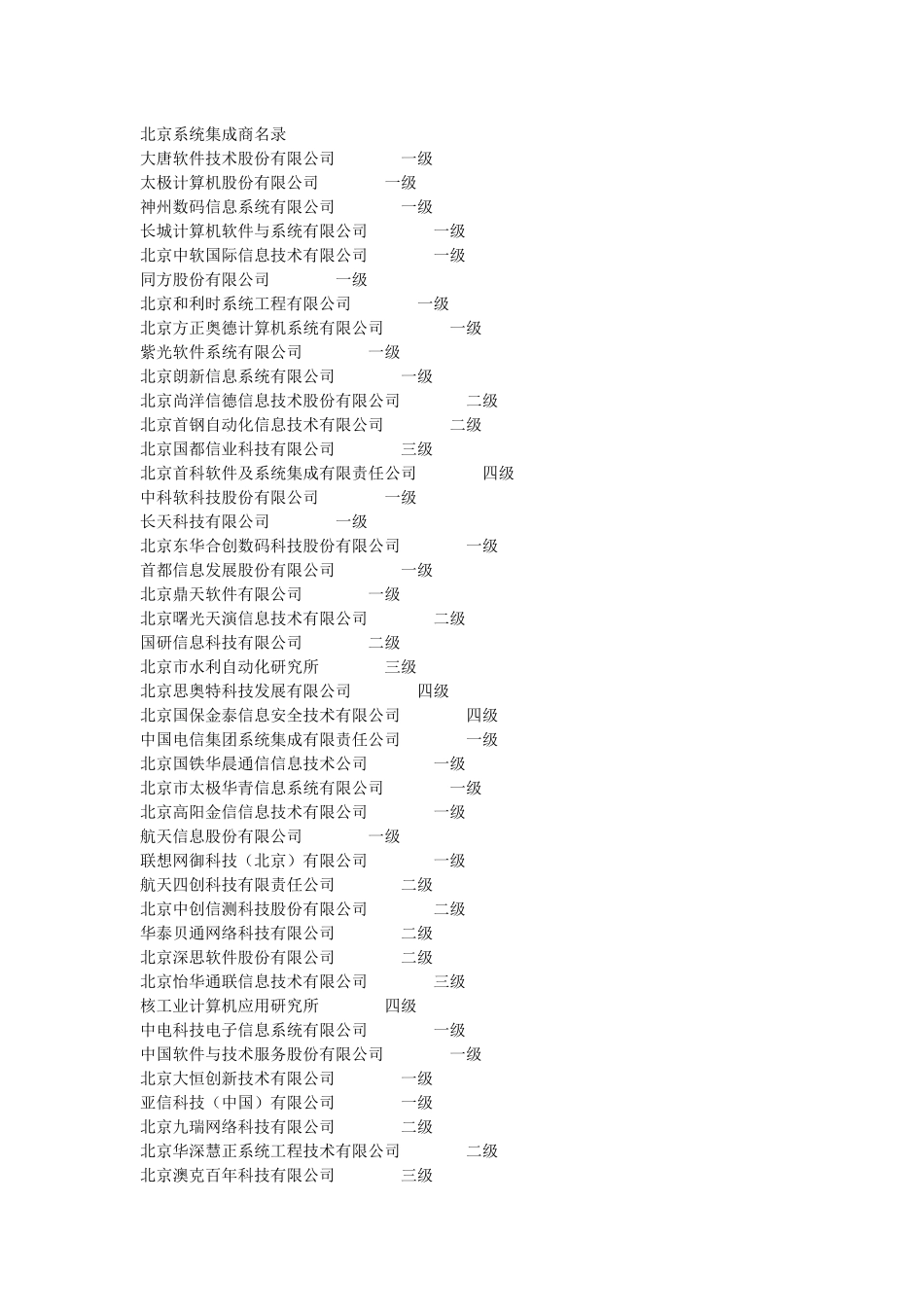 北京系统集成商名录_第1页
