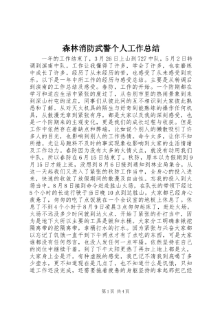 2024年森林消防武警个人工作总结