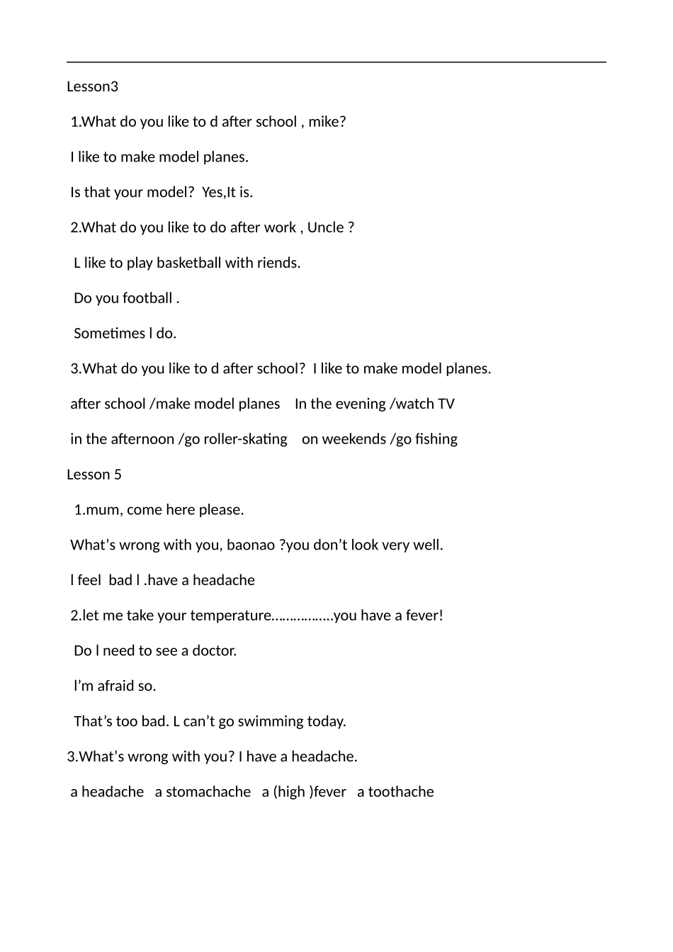 北京课改(一年级起点)四年级英语(下册)课文汇总(同名23318)_第2页