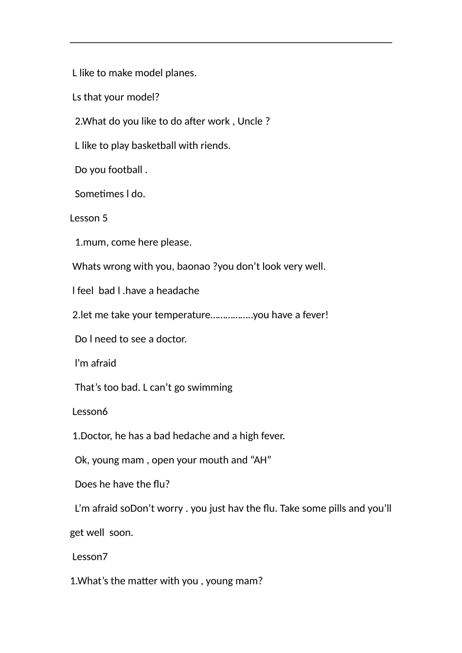 北京课改(一年级起点)四年级英语(下册)课文汇总_第2页