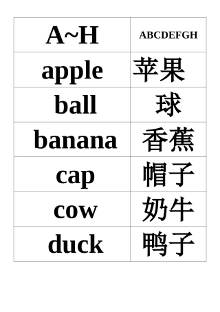 北京英语小学一年级下册单词卡片