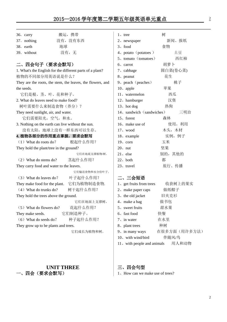 北京课改版五下数学单元重点_第2页