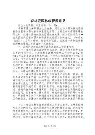 2024年森林资源林政管理意见