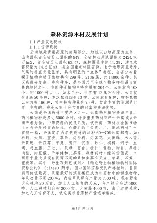 2024年森林资源木材发展计划