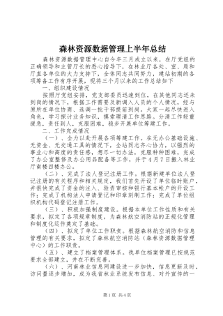 2024年森林资源数据管理上半年总结