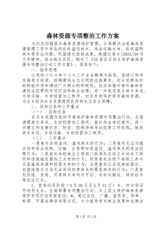 2024年森林资源专项整治工作方案