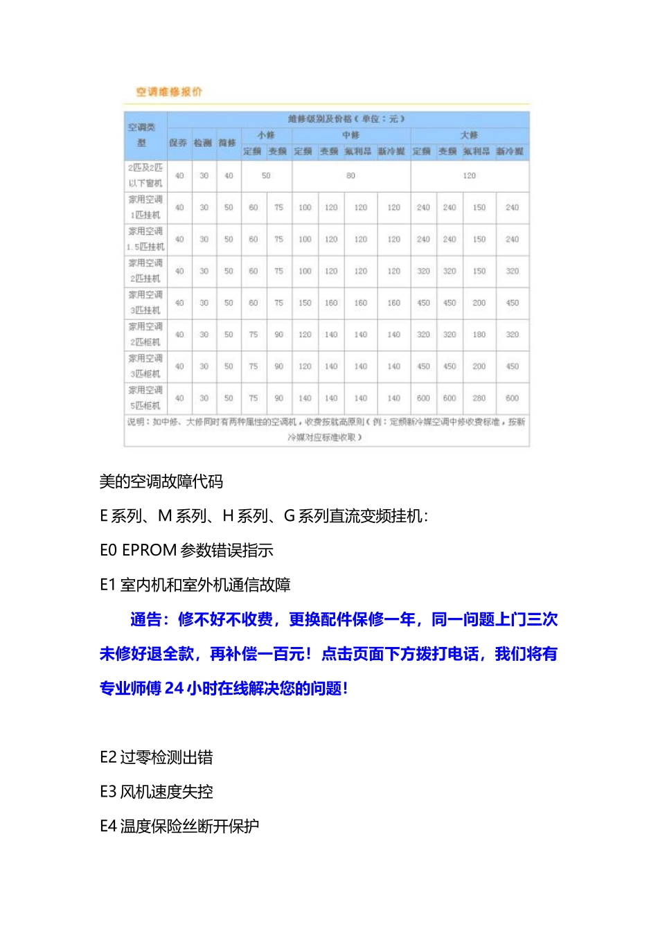 北京美的空调故障代码维修_第1页