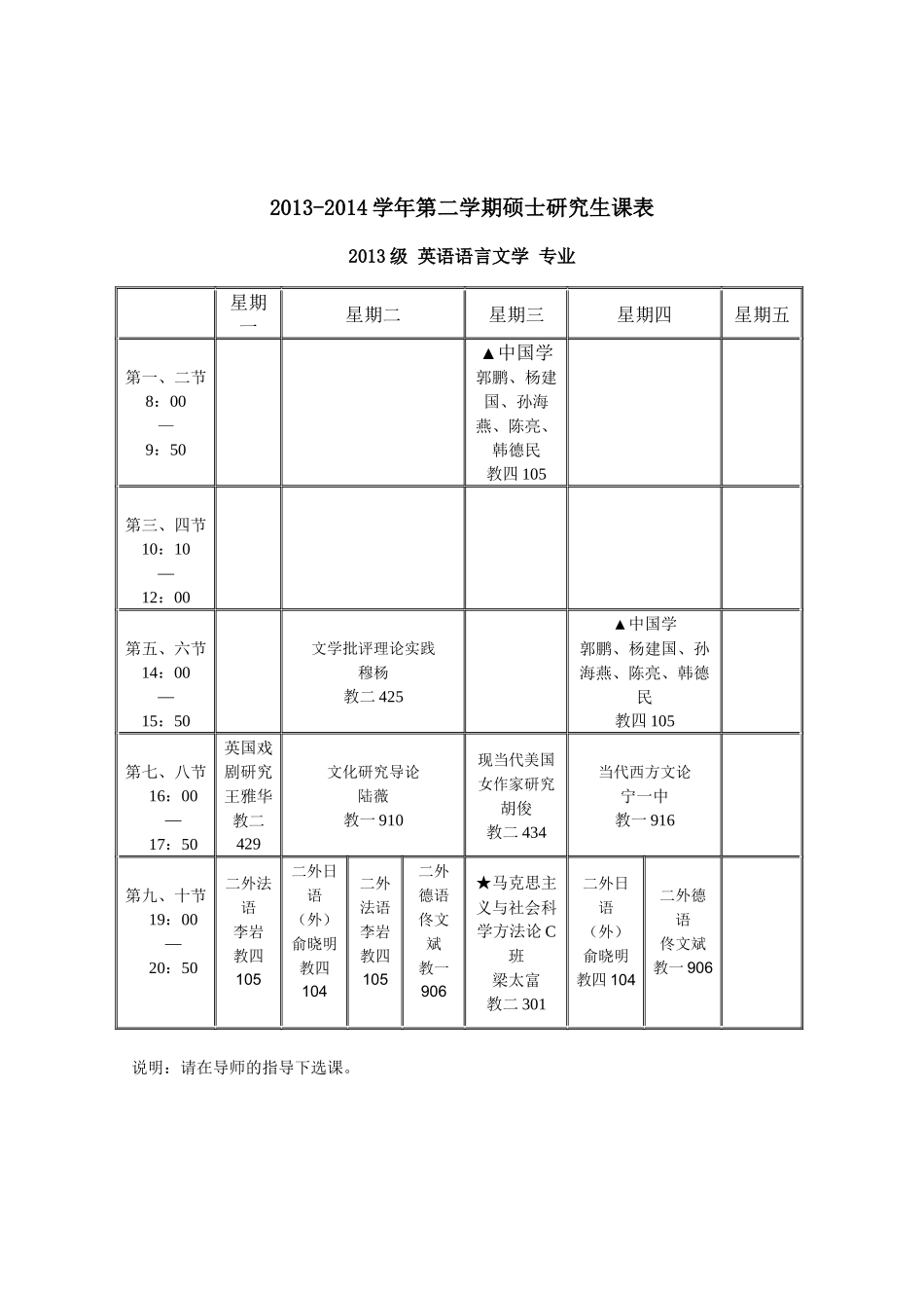 北京语言大学2014春季硕士课程总表(2.28初定)_第2页