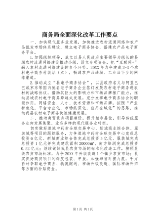2024年商务局全面深化改革工作要点