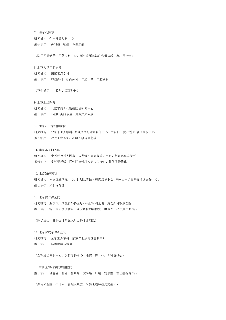 北京知名医院擅长专科汇总_第2页